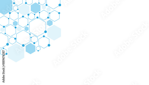 Science network pattern blue Hexagonal abstract background. Big Data Visualization structure elements . Health care and science medical pattern innovation. Template design with concept Dots and lines.