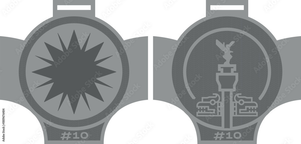 Fototapeta premium Medalla conmemorativa con Ángel de la Independencia y motivos prehispánicos