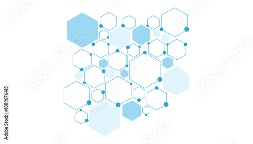 Science network pattern blue Hexagonal abstract background. Big Data Visualization structure elements . Health care and science medical pattern innovation. Template design with concept Dots and lines.