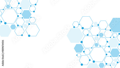 Science network pattern blue Hexagonal abstract background. Big Data Visualization structure elements . Health care and science medical pattern innovation. Template design with concept Dots and lines.