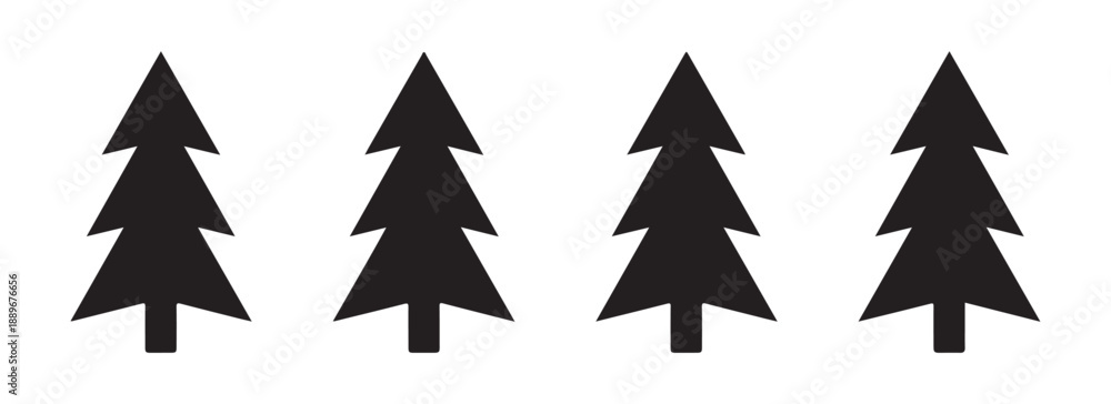 Obraz premium Minimalist black pine tree silhouettes repeating pattern element for winter holiday greeting cards and design