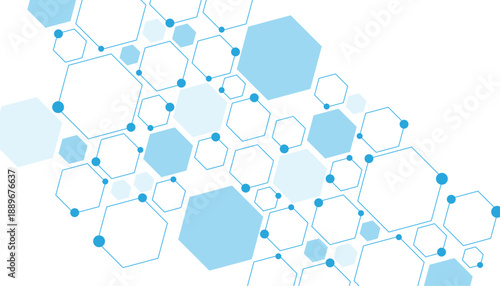 Science network pattern blue Hexagonal abstract background. Big Data Visualization structure elements . Health care and science medical pattern innovation. Template design with concept Dots and lines.