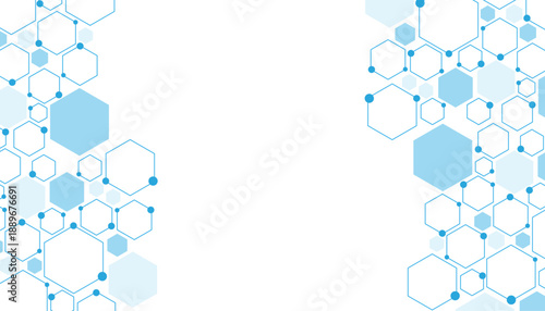 Science network pattern blue Hexagonal abstract background. Big Data Visualization structure elements . Health care and science medical pattern innovation. Template design with concept Dots and lines.