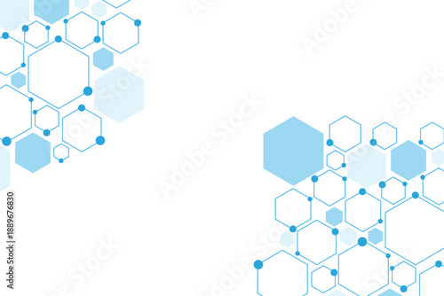 Science network pattern blue Hexagonal abstract background. Big Data Visualization structure elements . Health care and science medical pattern innovation. Template design with concept Dots and lines.