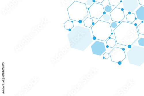 Science network pattern blue Hexagonal abstract background. Big Data Visualization structure elements . Health care and science medical pattern innovation. Template design with concept Dots and lines.