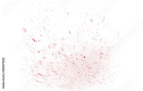 Intense crimson red liquid splash effect resembling heavy blood spray with scattered droplets and streaks rising upwards on transparent background