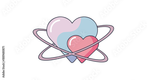 Three Interconnected Hearts with Gradient Rings in a Celestial Pattern Symbolizing Unity and Harmony Through Stylized Designs