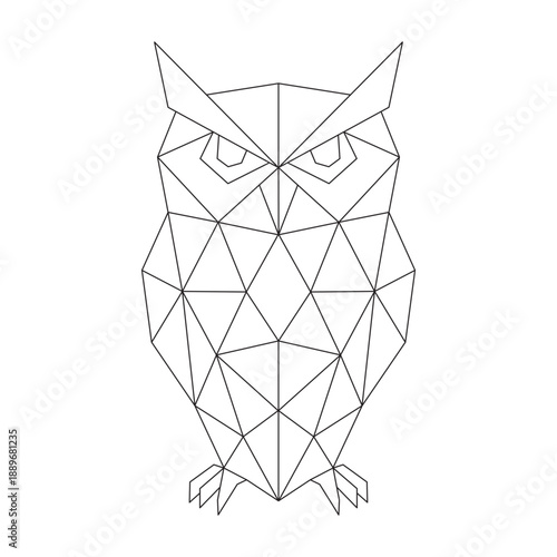 Polygonal line art of owl vector