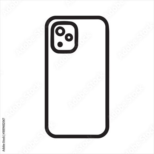 A black and white icon of the back of a smartphone.