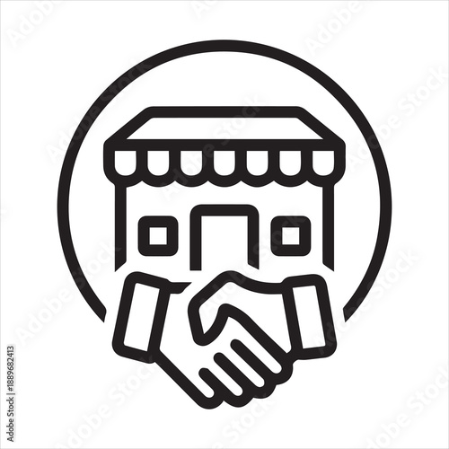 Black line icon for small business support