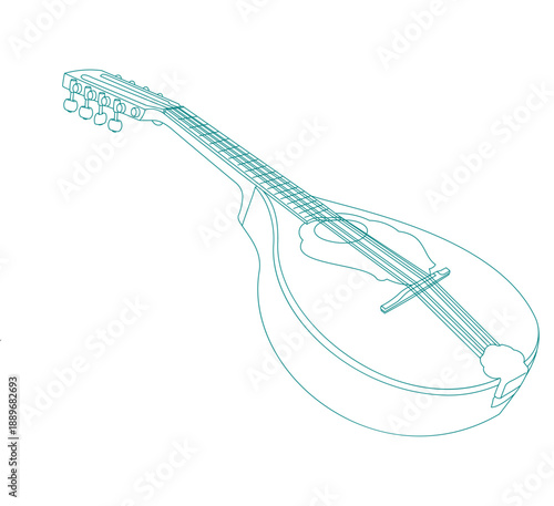  Mandolin musical instrument line art vector