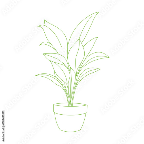 Potted green plant outline illustration vector