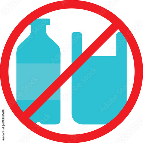 No plastic icon, plastic free and stop plastic pollution concept