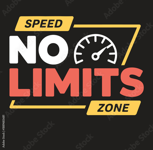 Speedometer with no limits zone text on black background