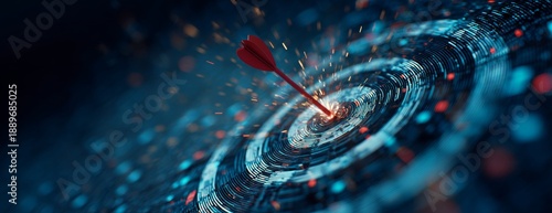 Arrow hitting digital target in vibrant colors representing success  