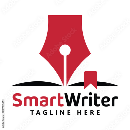 SmartWriter logo with red pen nib and tagline space on white icon