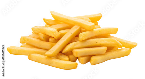 Golden crispy french fries heap on transparent background