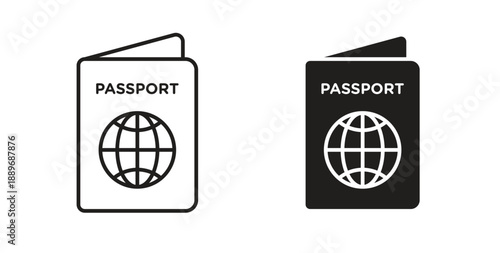Passport icon element for design projects