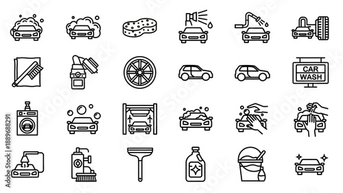 Car Service Repair Shop Icons Set.