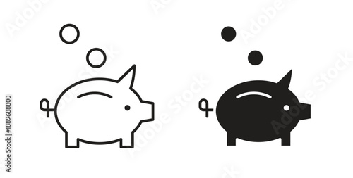 Piggy bank icon element for design projects