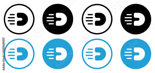 car headlight beam icon set