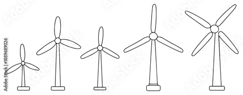 wind turbine line icon set