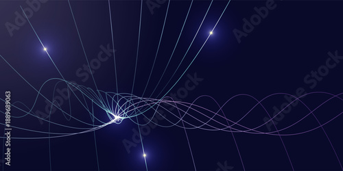 Digital Wavy Shape. Futuristic Presentation Concept. Dynamic Communication Illustration. Gradient Science Digital Flow. Technology Vector Background.