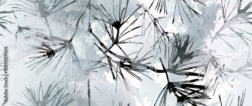 All Over Print. Neutral Tree Leaf Seamless Pattern. Leaves Trees, Shrubs Stamp Effect. Texture Spots Watercolor Overlay. Transparency Wallpaper Rustic Modern Design. Fancy Delicate Fabric Textile.