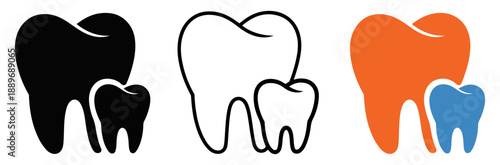 dental tooth icon set solid outline