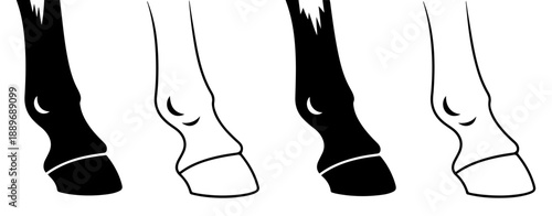 horse leg hoof minimal icon set