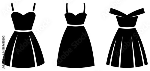 women dress silhouette icon set