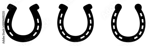 horseshoe lucky symbol icon set