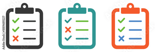 clipboard checklist icons vector set