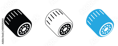 WebFilter icon set including funnel, filtering, and glyph symbols for marketing, sales, data processing, plus modern automotive filter icon for car maintenance, service, and vector design projects.