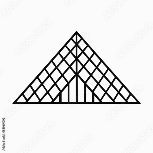 Louvre Museum Outline Vector Illustration Minimal Monochrome Line Art