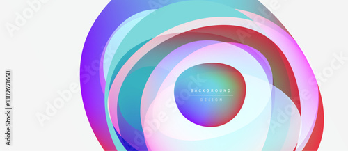 Abstract colorful layers create circular design. Vibrant hues blend, forming dynamic visual effect. Modern background element.