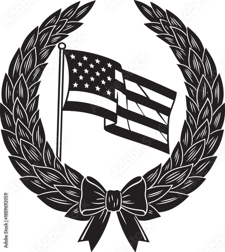 Patriotic laurel wreath with american flag Vector