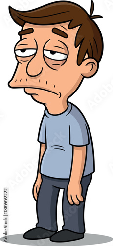 Sad man with tired expression, standing