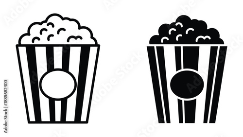 Black and white popcorn buckets illustration