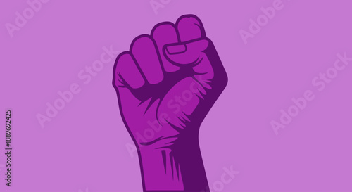 A raised clenched fist symbolizing solidarity and protest, an illustration of empowerment and unity