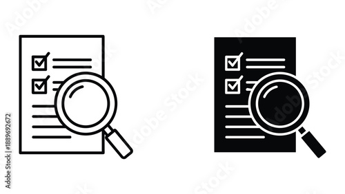 Magnifying glass examining checklist document