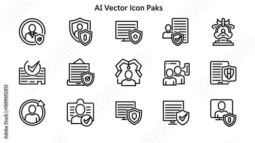 Collection of AI Vector Icons and Symbols.