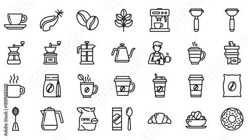 Coffee and tea drink icons set.
