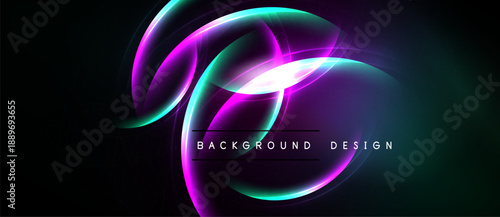 Abstract neon swirls, vibrant colors, dark background. Modern design element, glowing lines create dynamic composition.