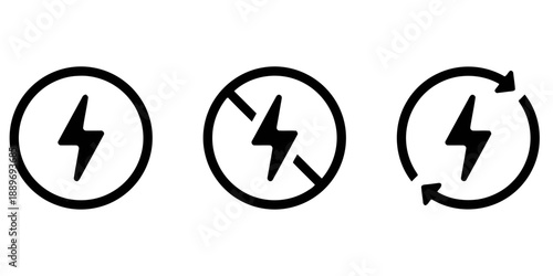 Set of power and energy icons in circle shape vector