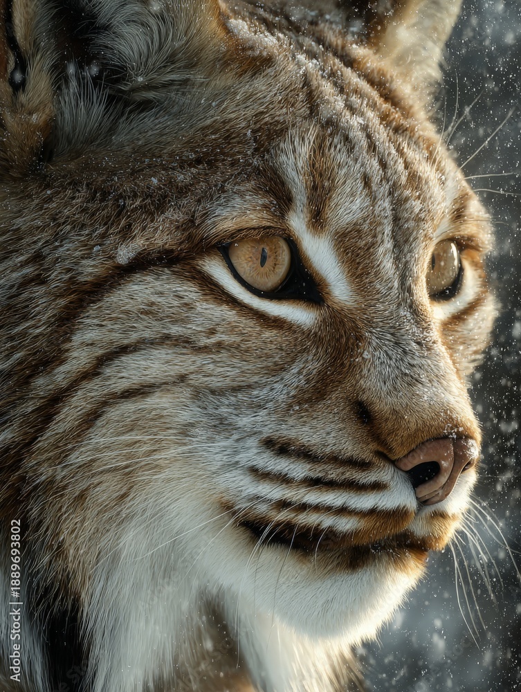 Fototapeta premium close-up of an alaskan lynx in a winter landscape