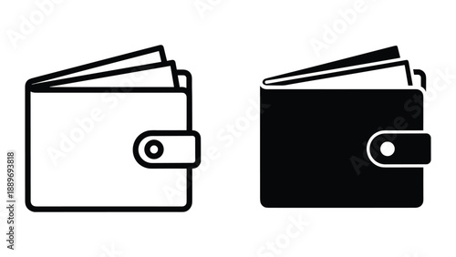 Simple wallet icon set with card