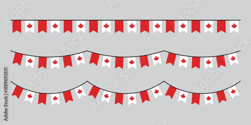 Seamless Canada Flag Party Bunting Border Background – Flat Design Illustration
