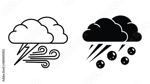 Weather icons representing stormy conditions