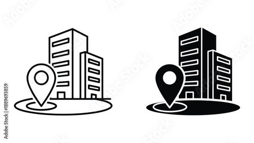 Location pin on building icon